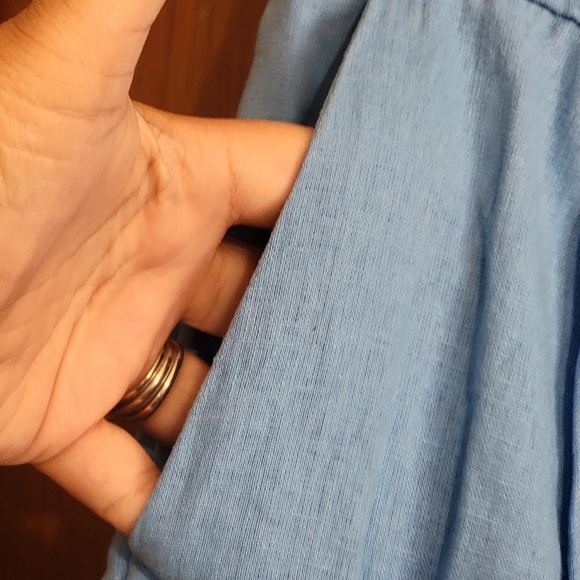 A New Day High Rise Linen Wide Leg Fluid pants Blue - Picture 8 of 13